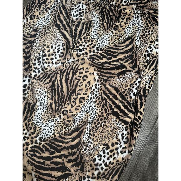 VTG Lane Bryant 3X 24W Y2K Shortsleeve Animal Leopard Print Blouse Top Stretchy - Picture 2 of 8